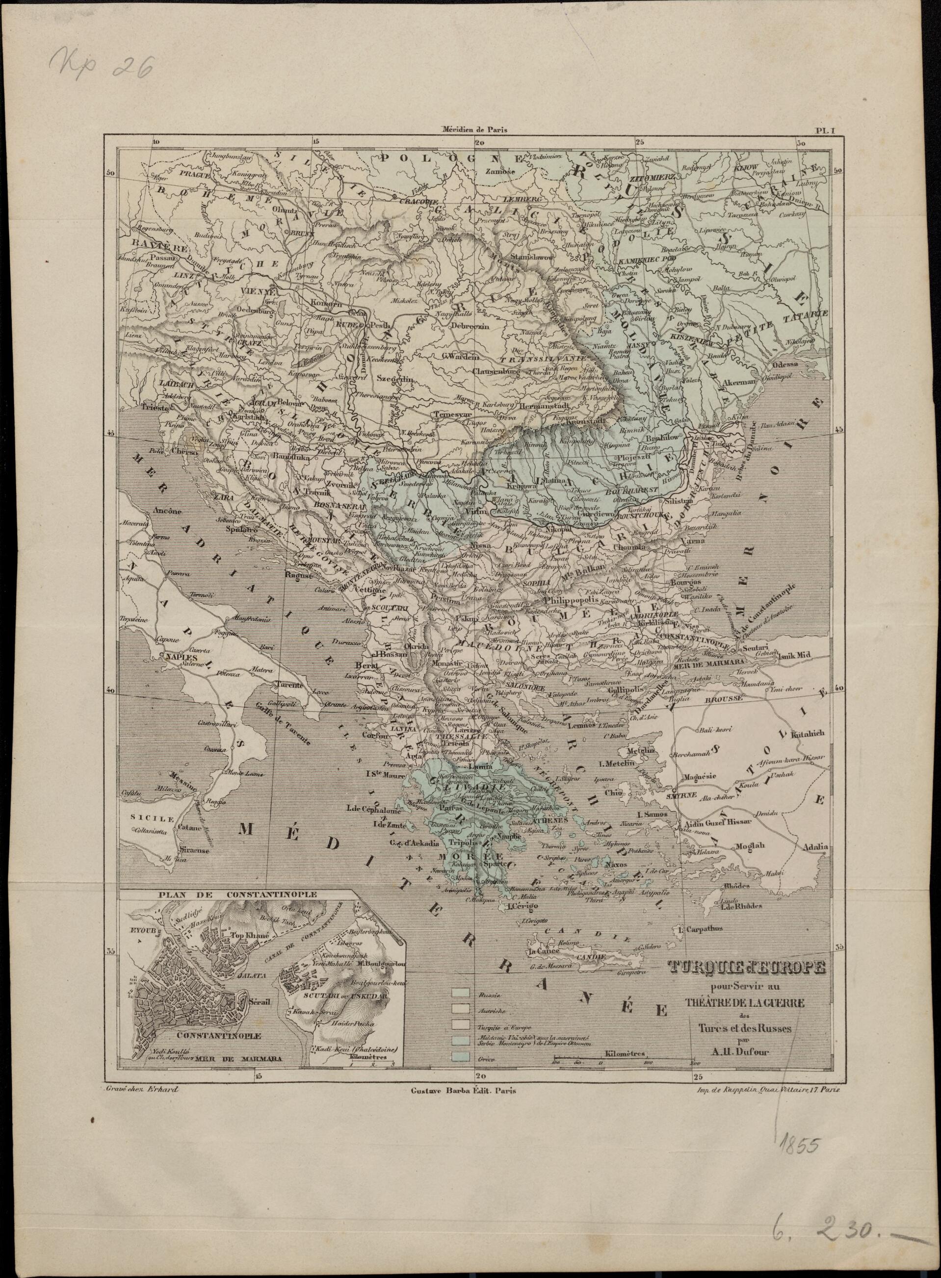 This old map of European Turkey As the Theater of War Between the Turks and the Russians. (Turquie D&
