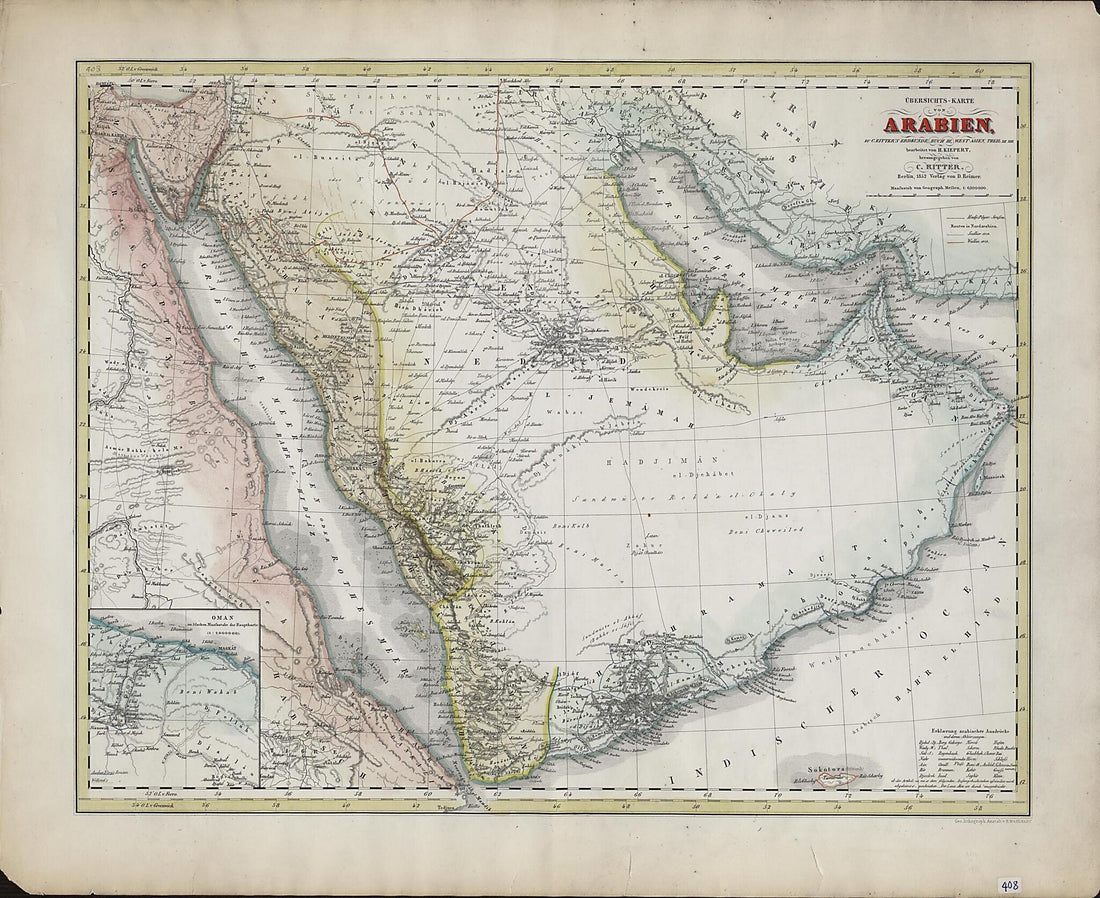 This old map of XIII. (Karte Von Arabien : Zu C. Ritter&