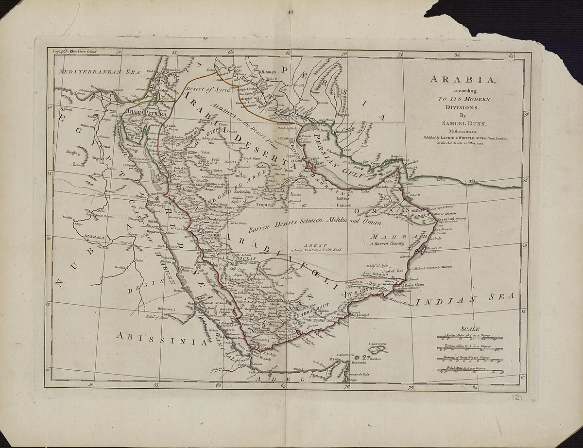 Arabia: According to Its Modern Divisions 1794 by Relic Map Company