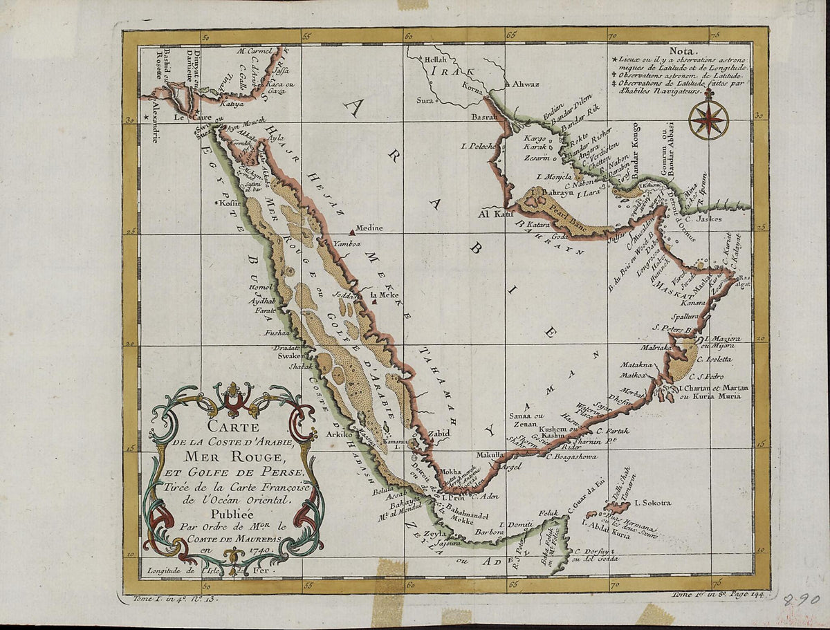 Map of the Arabian Coast, Red Sea, and Persian Gulf. (Carte De La Coste D&