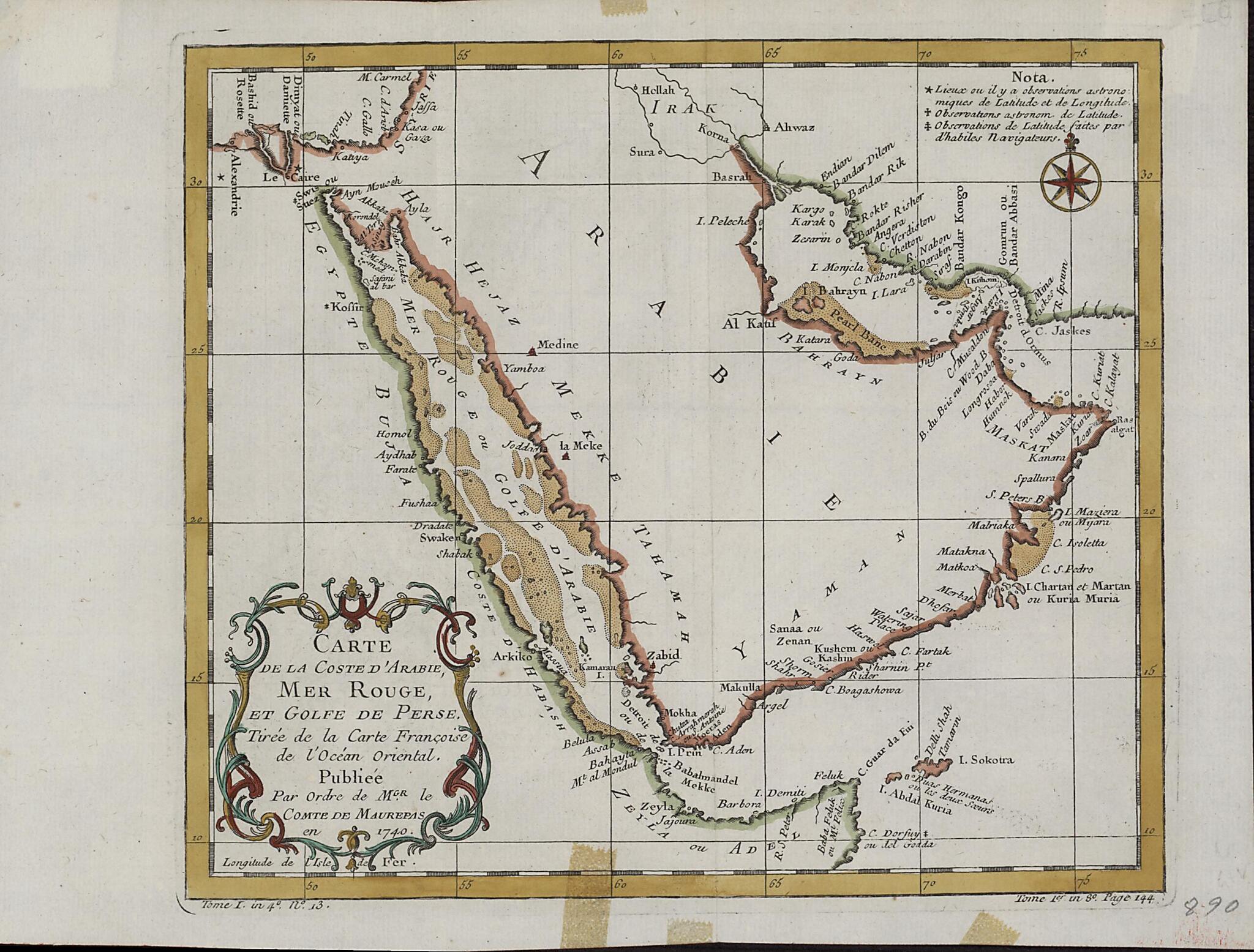 This old map of Map of the Arabian Coast, Red Sea, and Persian Gulf. (Carte De La Coste D&