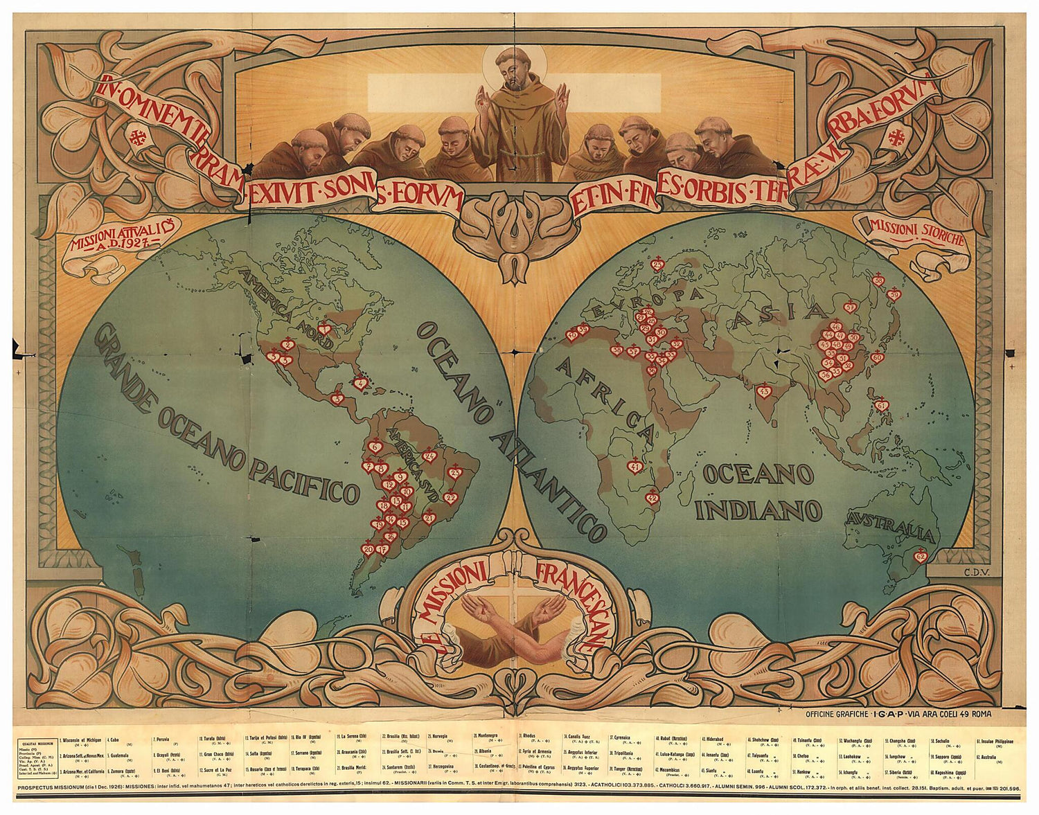 Their Sound Spreads In Every Land and Their Words Reach Every Border of the Earth. (In Omnem Terram Exivit Sonvs Eorum Et In Fines Orbis Terrae Verba Eorum) 1927 by Relic Map Company