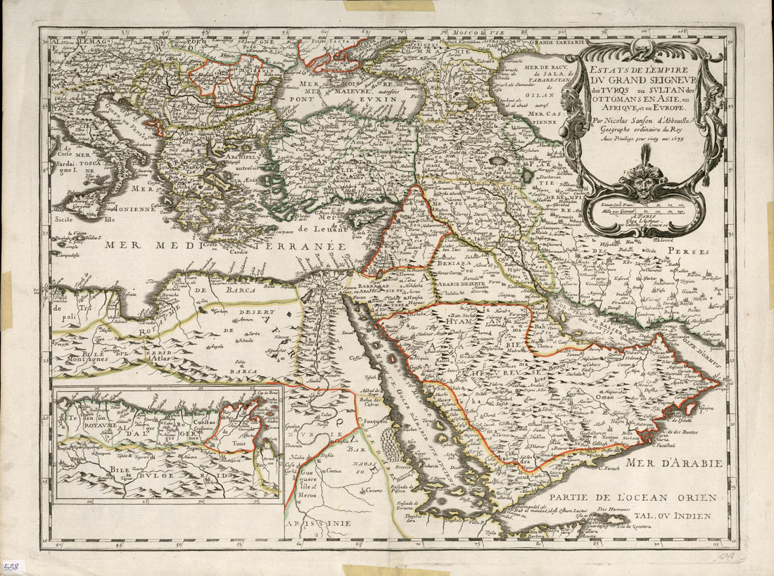 This old map of Lands of the Emperor of the Turks Or the Ottoman Sultan In Asia, Africa, and Europe. (Estats De L&