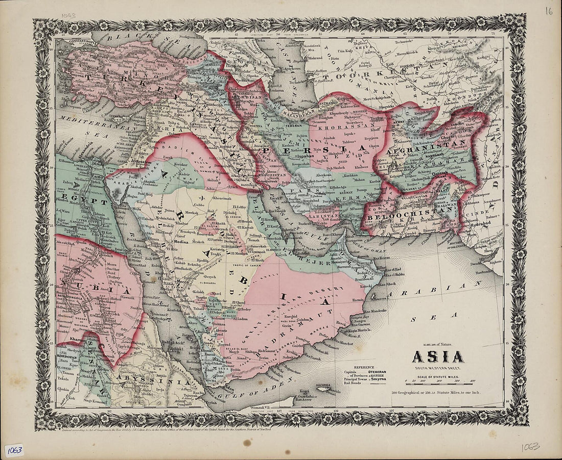 This old map of Asia: South Western Sheet from 1858 was created by G. Woolworth (George Woolworth) Colton,  J.H. Colton &amp; Company in 1858