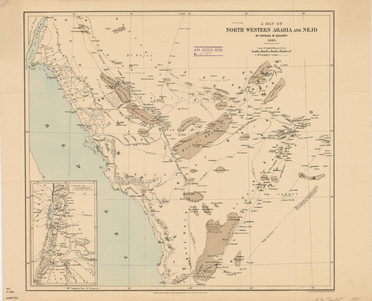A Map of North Western Arabia and Nejd 1884 by Relic Map Company