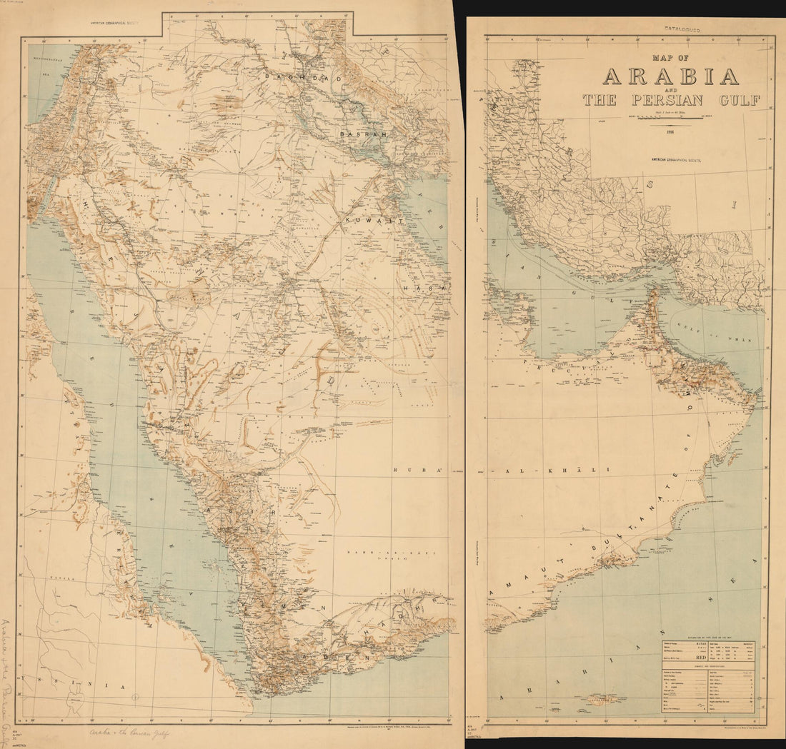 This old map of Map of Arabia and the Persian Gulf from 1917 was created by Sidney Gerald Burrard,  Survey of India in 1917