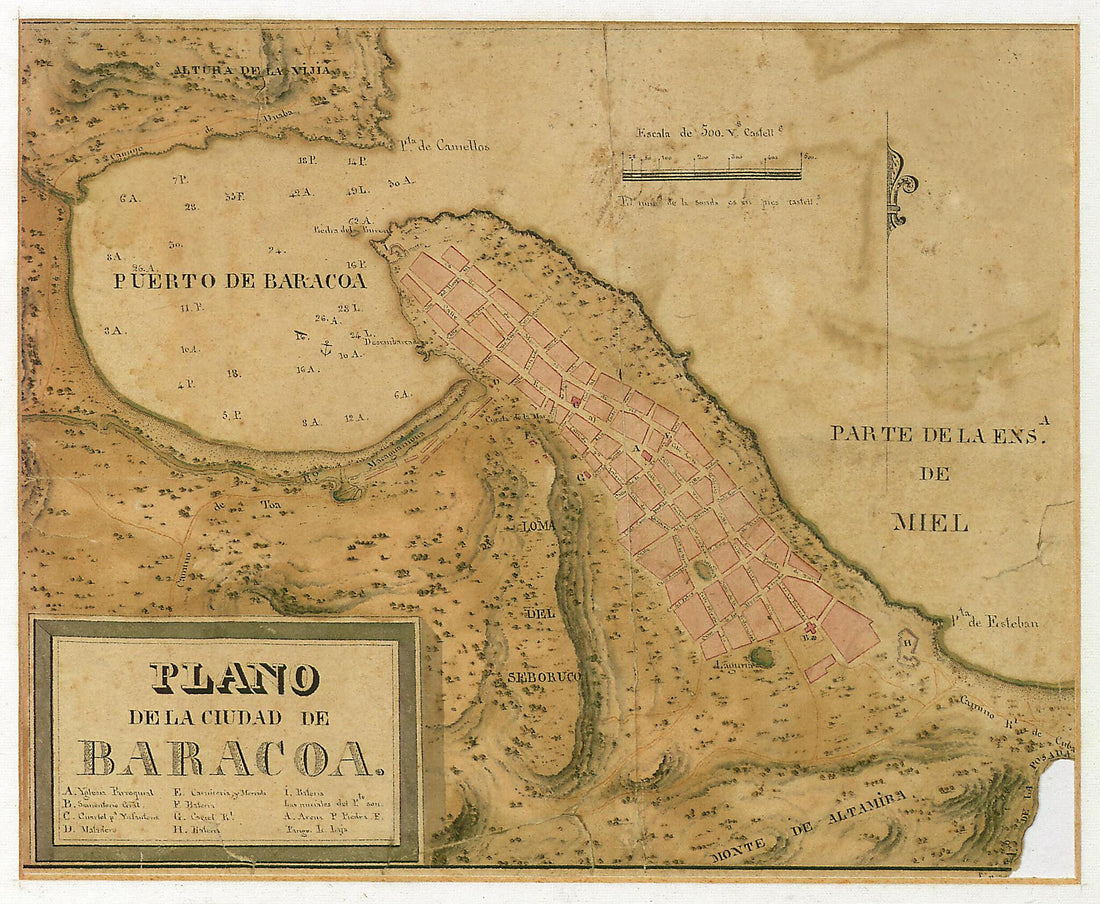 This old map of Map of the City of Baracoa. (Plano De La Ciudad De Baracoa) from 1831 was created by Felipe Bauzá,  Spain. Navy. Directorate of Hydrography in 1831