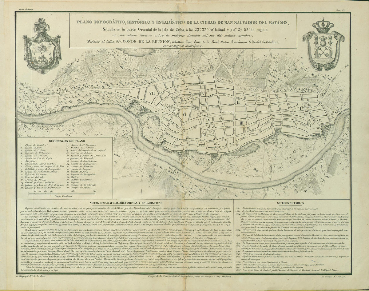 Topographical, Historical, and Statistical Map of the City of San Salvador De Bayamo. (Plano Topográfico, Histórico Y Estadístico De La Ciudad De San Salvador De Bayamo) 1841 by Relic Map Company