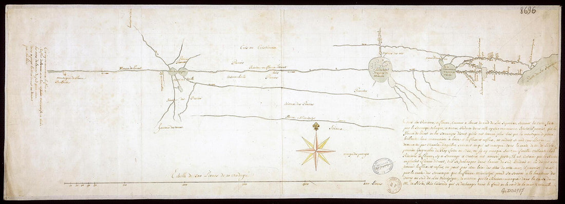 This old map of Course of the Rivers and Streams Flowing to the West from the North of Lake Superior. (Cours Des Rivières, Et Fleuves, Courant à L&