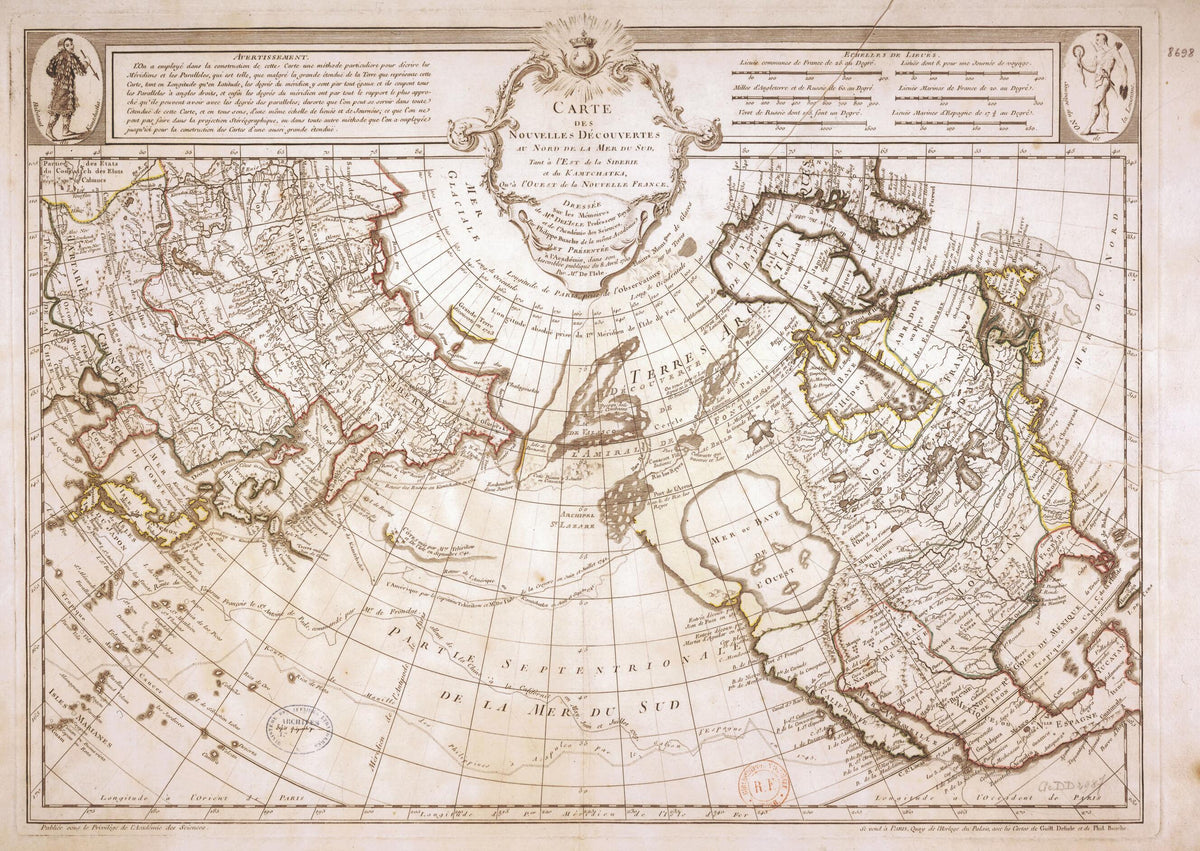 Map of New Discoveries North of the South Sea, In Eastern Siberia and Kamchatka, and In Western New France. (Carte Des Nouvelles Découvertes Au Nord De La Mer Du Sud Tant à L&
