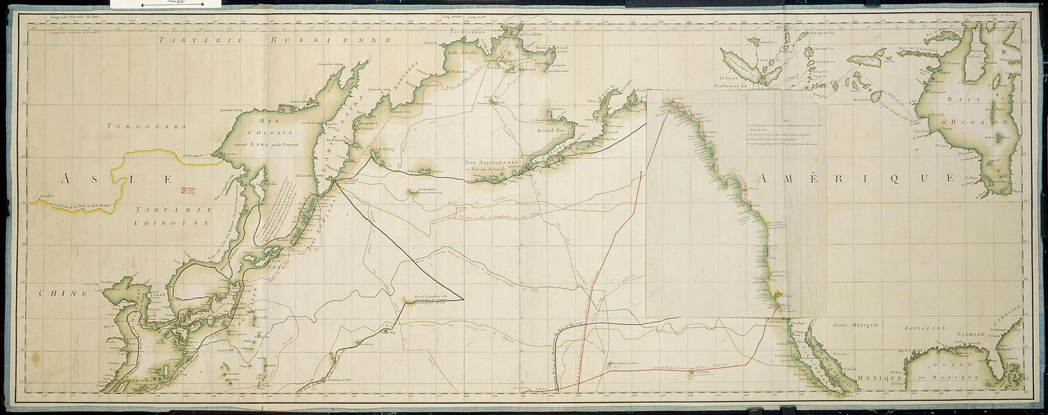 This old map of Map of the Ocean Showing the Different Routes of the Navigators Around the World. (Carte De L&