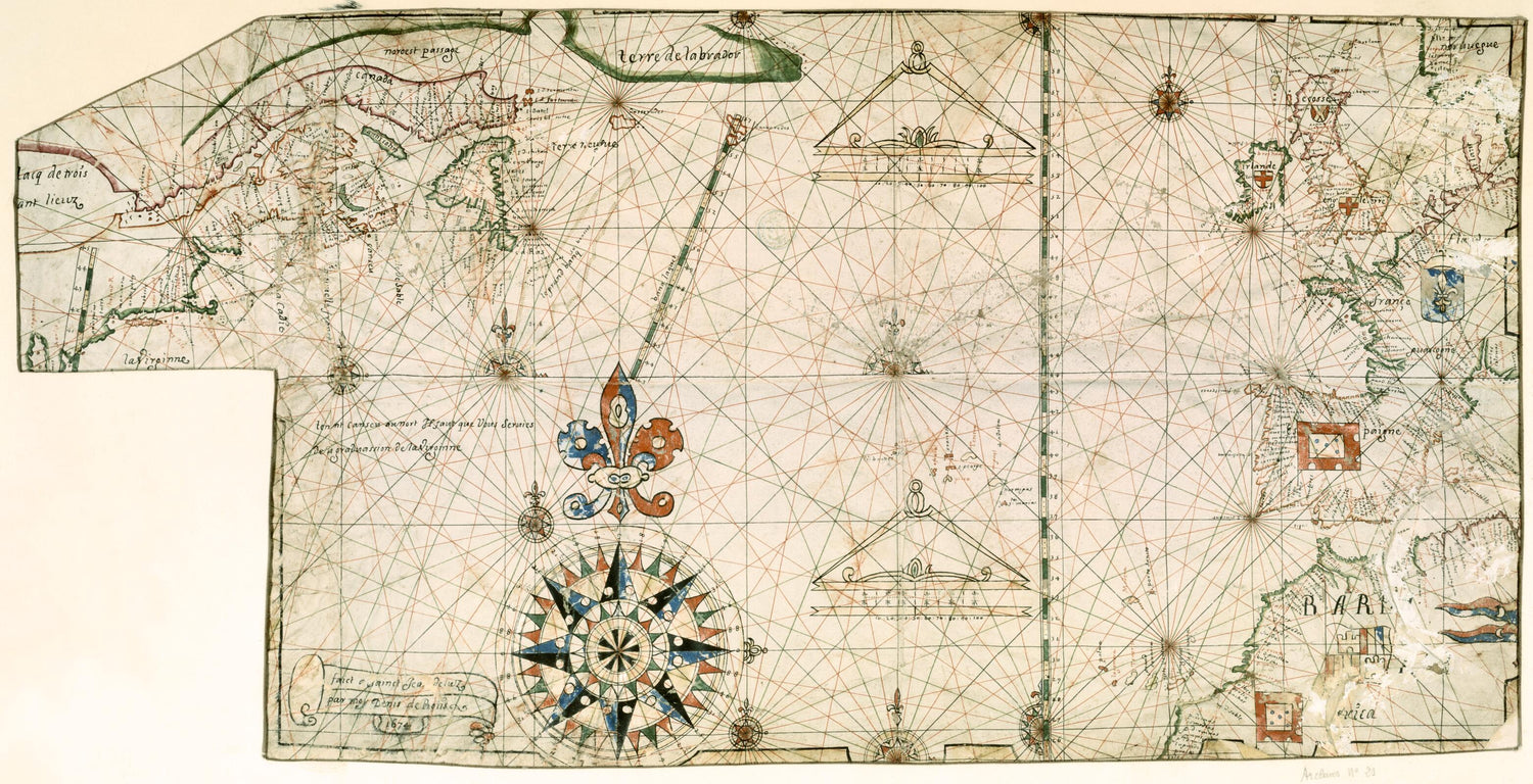 This old map of Map of the North Atlantic Ocean, from 1674 was created by Denis De Rotis in 1674