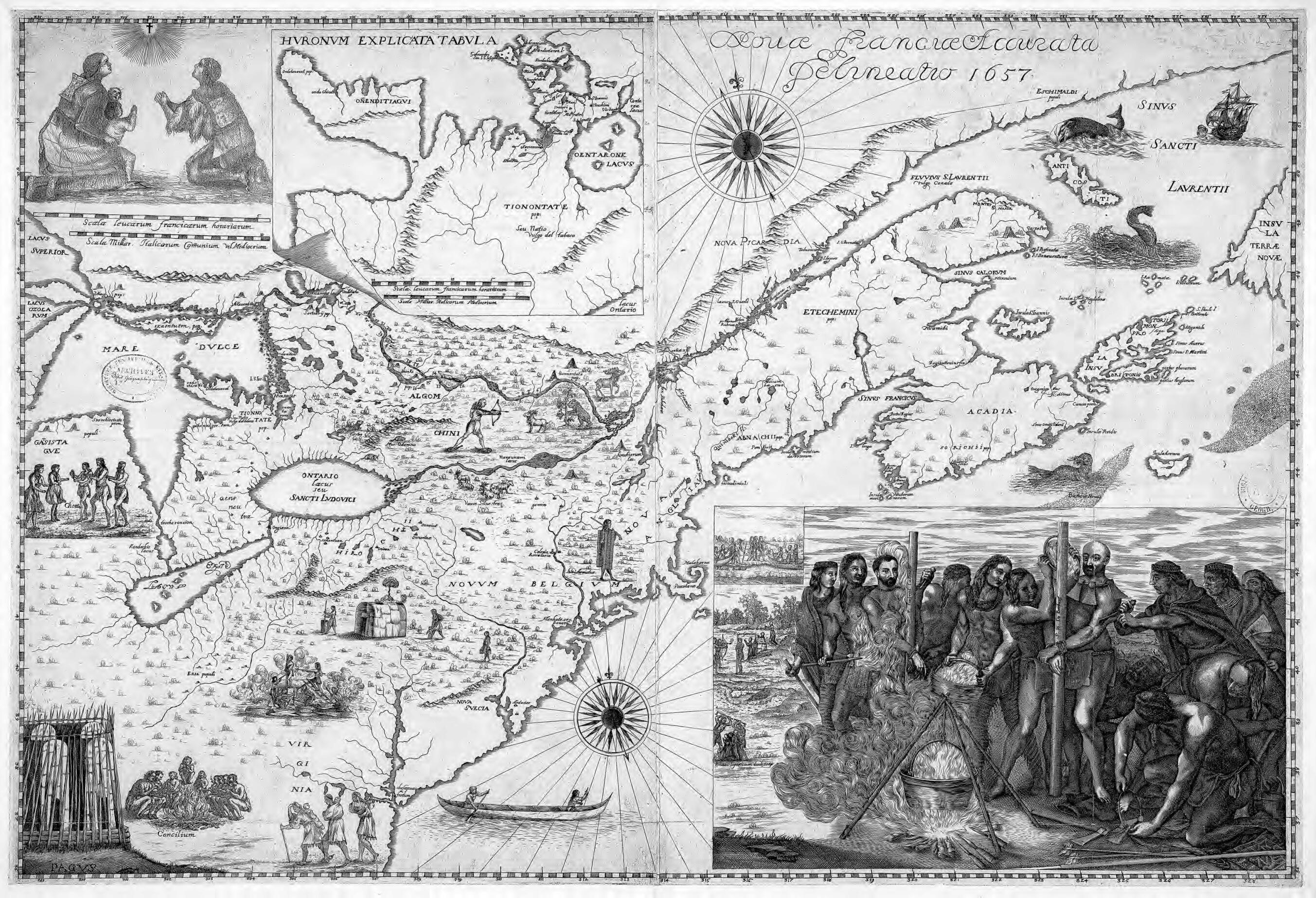 This old map of An Accurate Depiction of New France, from 1657. (Novae Franciae Accurata Delineatio, from 1657) was created by Francesco Giuseppe Bressani in 1657