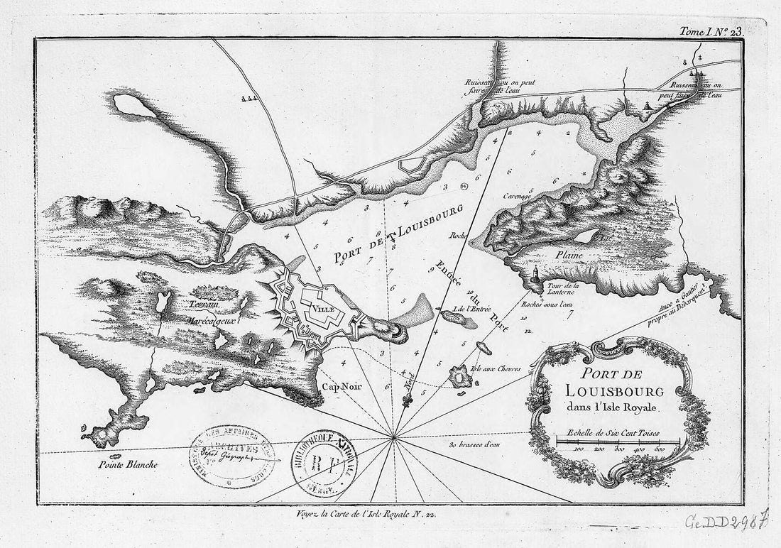 This old map of Port of Louisbourg On Île Royale. (Port De Louisbourg Dans L&