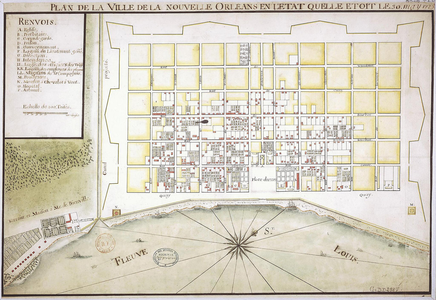 This old map of Map of the City of New Orleans As It Was On May 30, from 1725. (Plan De La Ville De La Nouvelle Orléans En L&