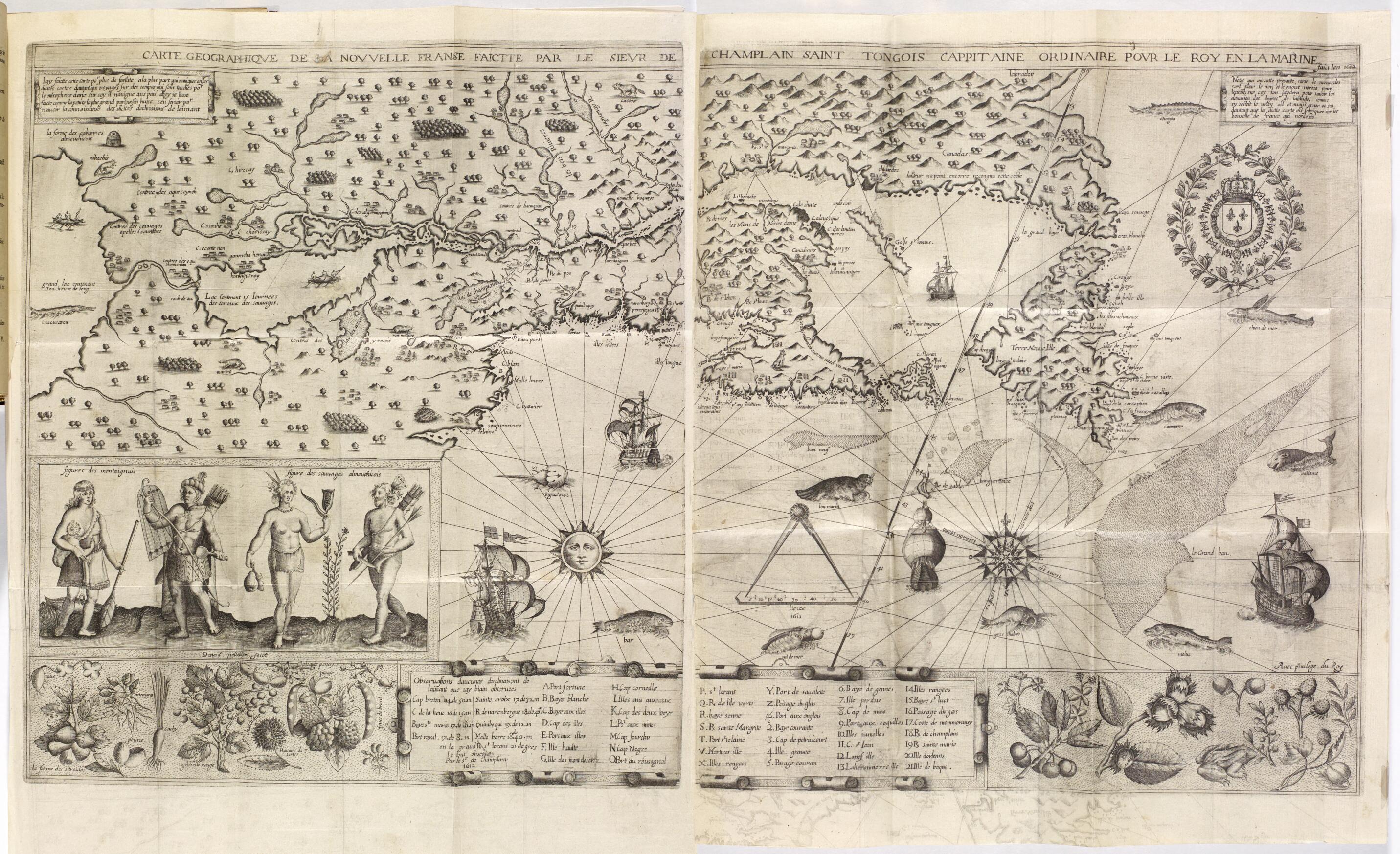 This old map of Geographical Map of New France Made by Mr. De Champlain of Saintonge, Ordinary Captain for the King&