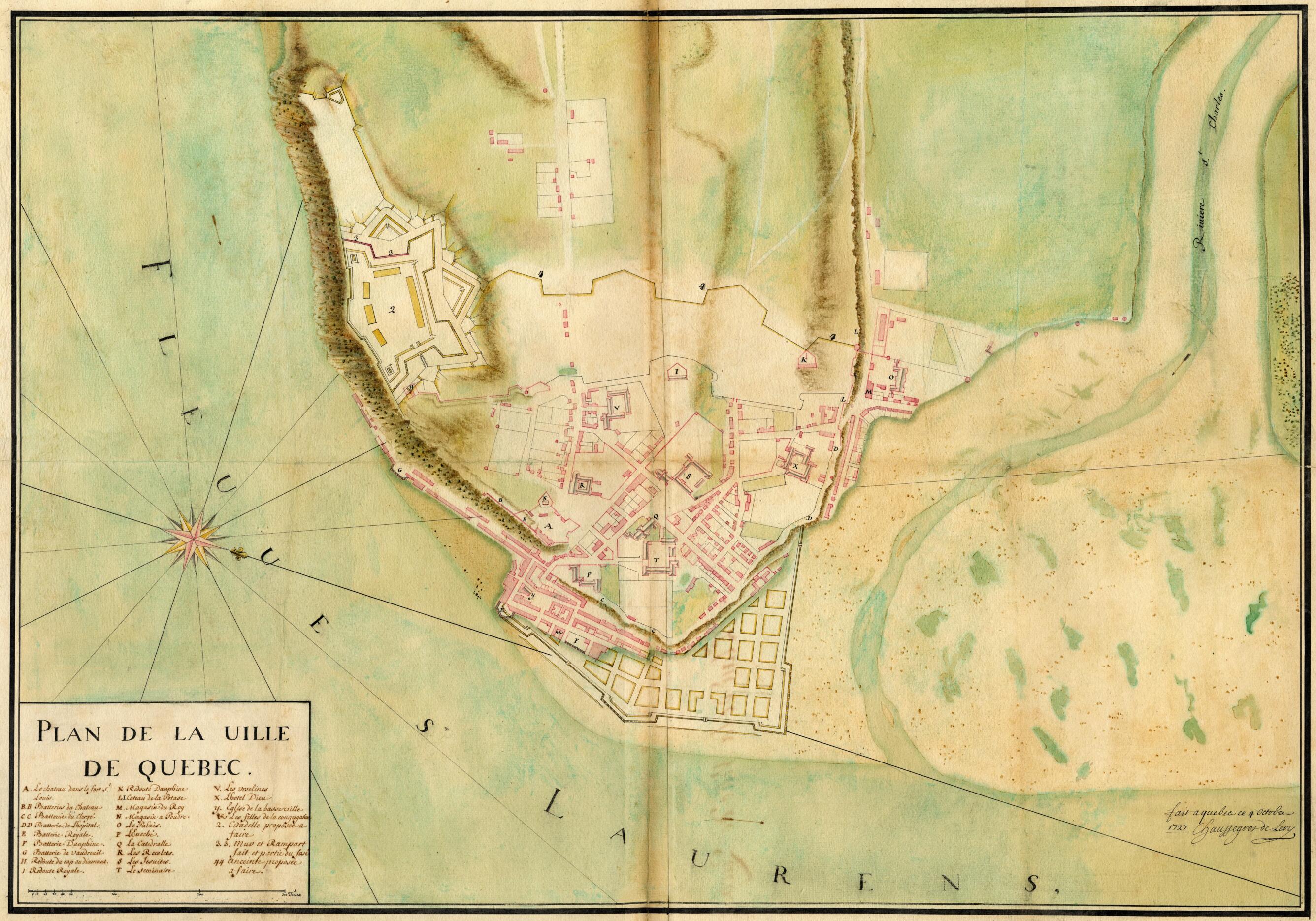 This old map of Map of Quebec City. (Plan De La Ville De Québec) from 1727 was created by  Joseph in 1727