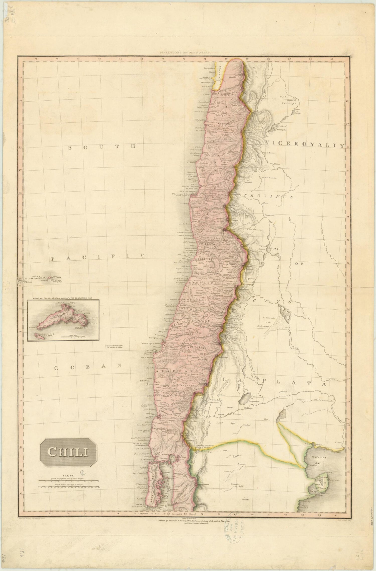 This old map of Chile, from 1816. (Chili) was created by H. Charles, L. Hebert, Samuel John Neele, John Pinkerton in 1816