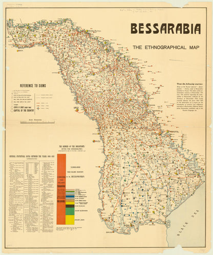 Bessarabia, the Ethnographical Map in 1919 by Relic Map Company