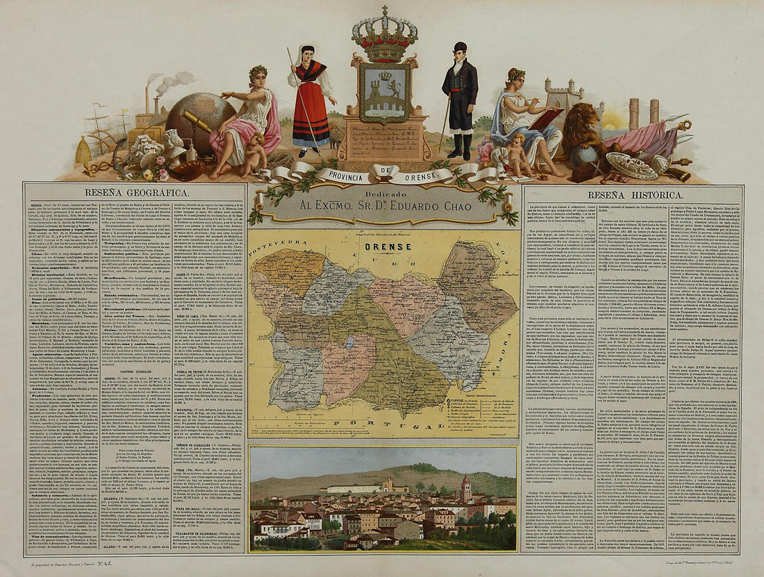 This old map of Province of Ourense. (Provincia De Orense) from 1870 was created by Francisco Boronat Y Satorre, José Reinoso in 1870