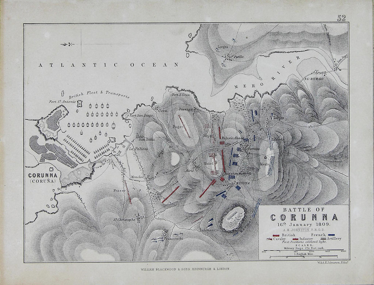 Battle of Corunna. 16th January 1809. (Battle of Corunna : 16th January 1809) 1848 by Relic Map Company