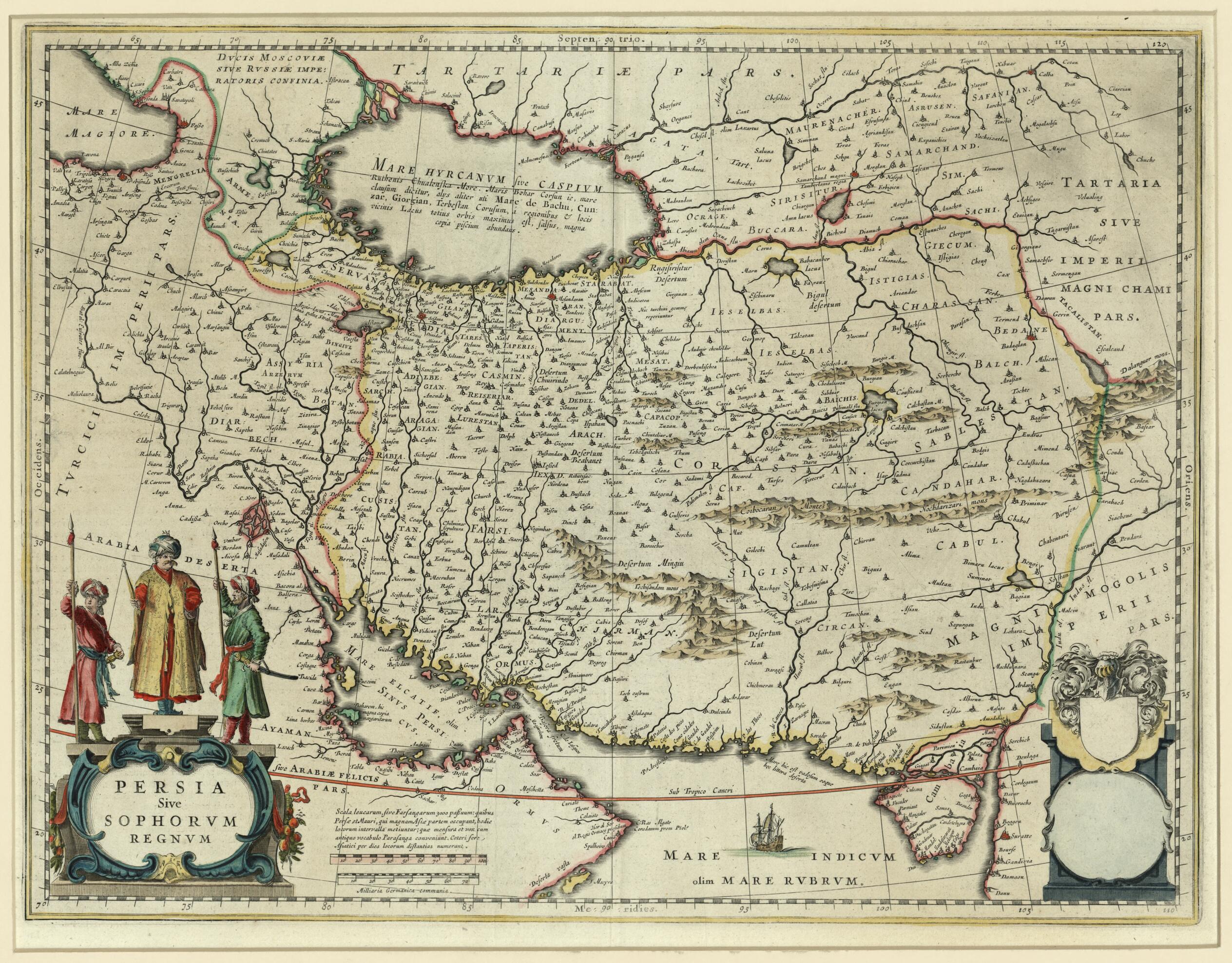 This old map of Persia, Or the Safavid Kingdom. (Persia Sive Sophorum Regnum) from 1635 was created by Willem Janszoon Blaeu in 1635