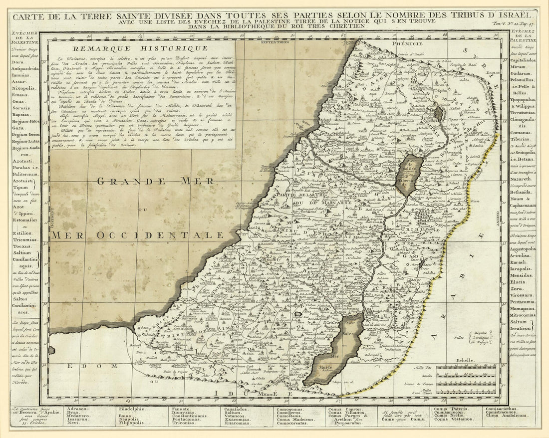This old map of Map of the Holy Land Divided Among the Twelve Tribes of Israel. (Carte De La Terre Sainte Divisée Dans Toutes Ses Parties Selon Le Nombre Des Tribus D&