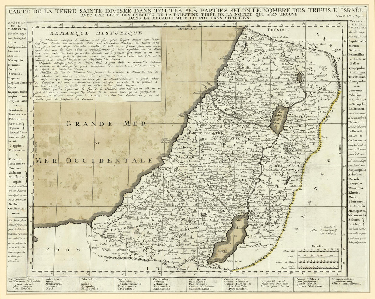 Carte De La Terre Sainte Divisée Dans Toutes Ses Parties Selon Le Nombre Des Tribus D&