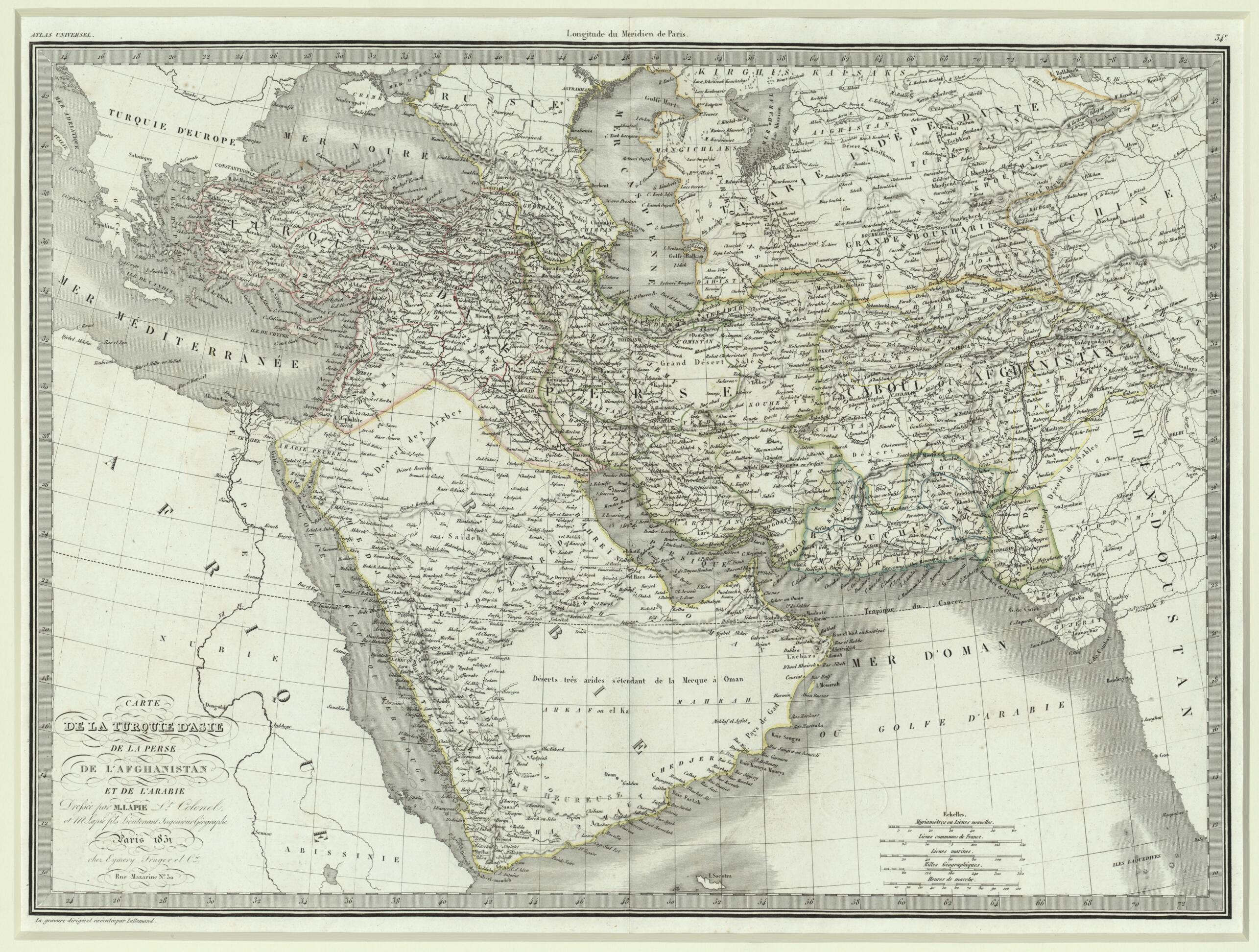 Map of Asiatic Turkey, Persia, Afghanistan, and Arabia. (Carte De La Turquie D&