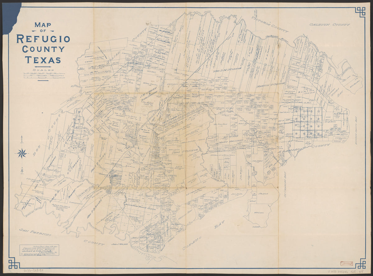 Map of Refugio County, Texas in 1925 by Relic Map Company