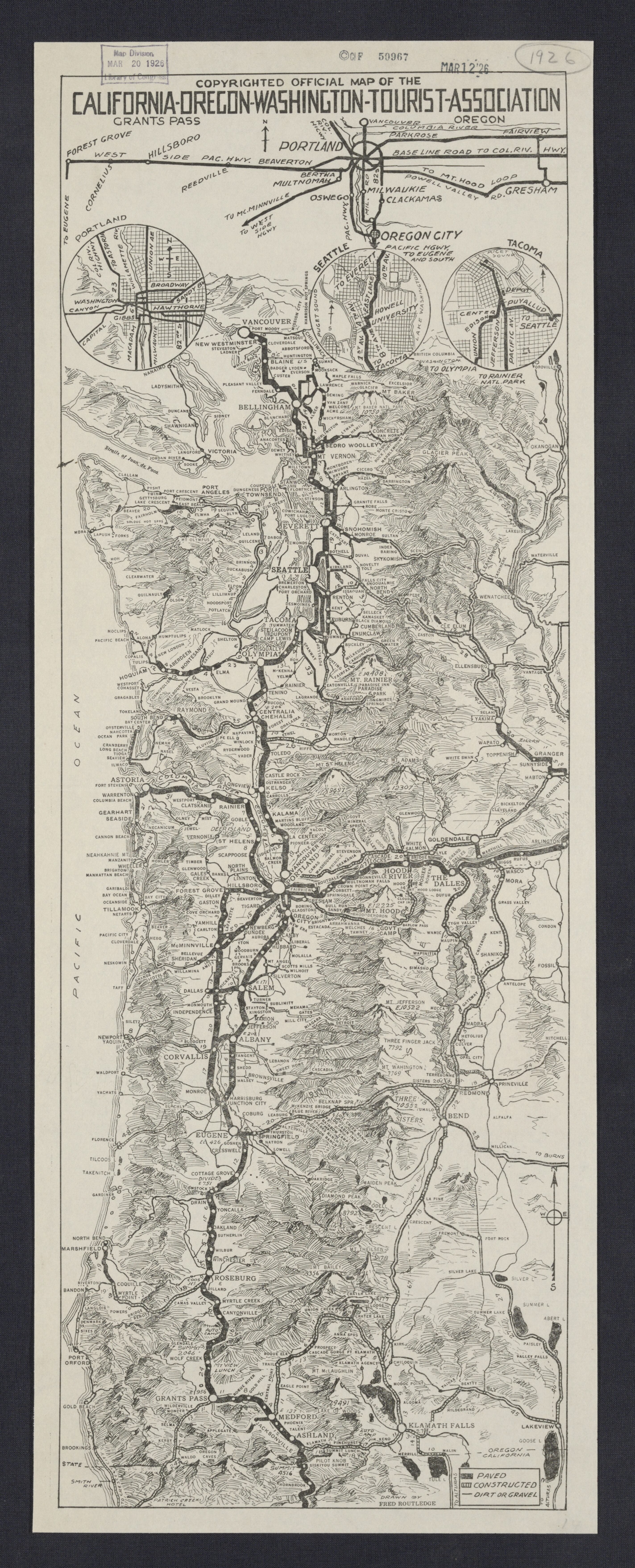 This hand drawn illustration (map) of -drawer 77, -roads in from 1926-1927 was created by  in 1926