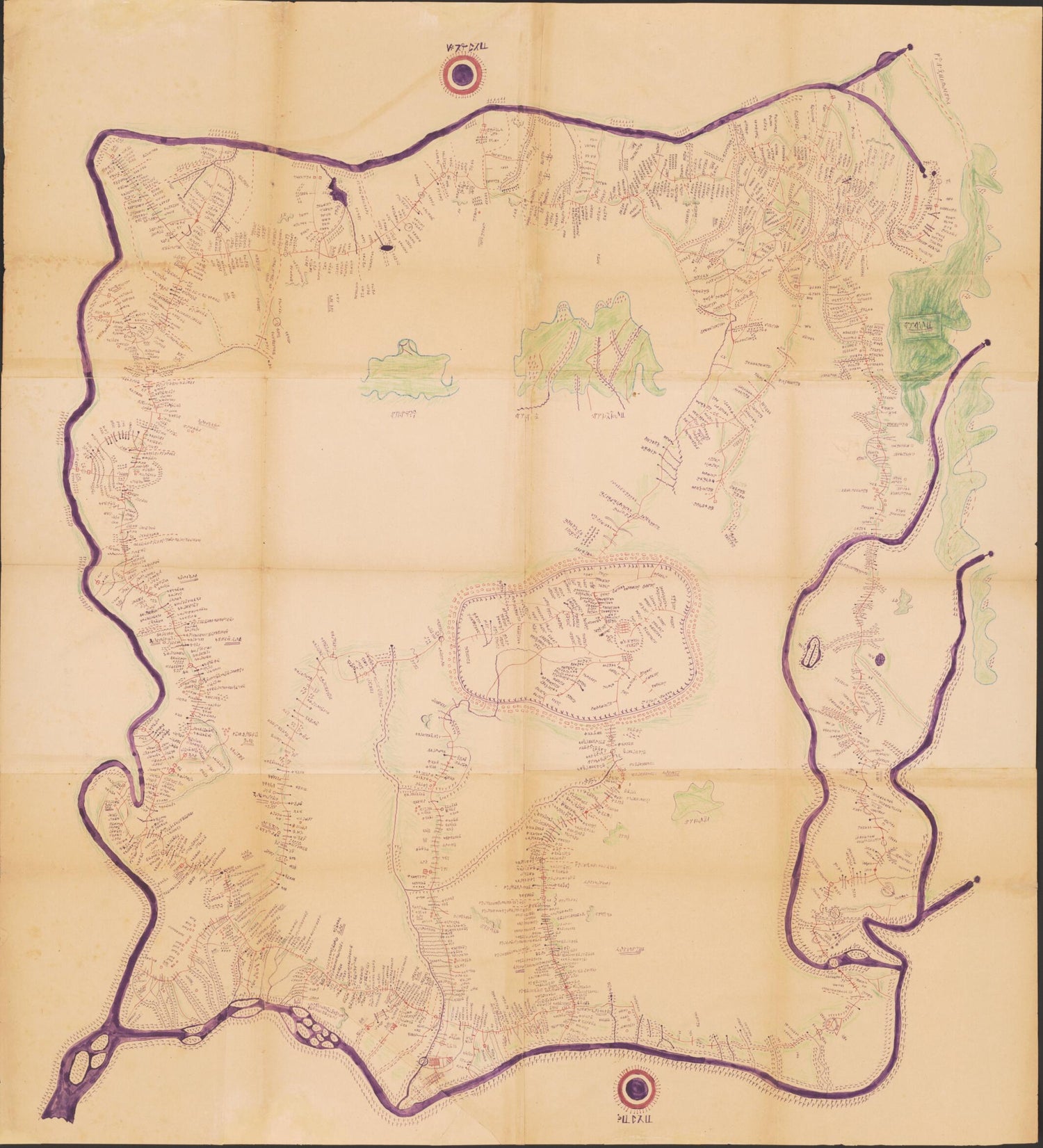 This old map of Bamum (Map of the Kingdom of Bamum) from 1912 was created by  Njoya in 1912