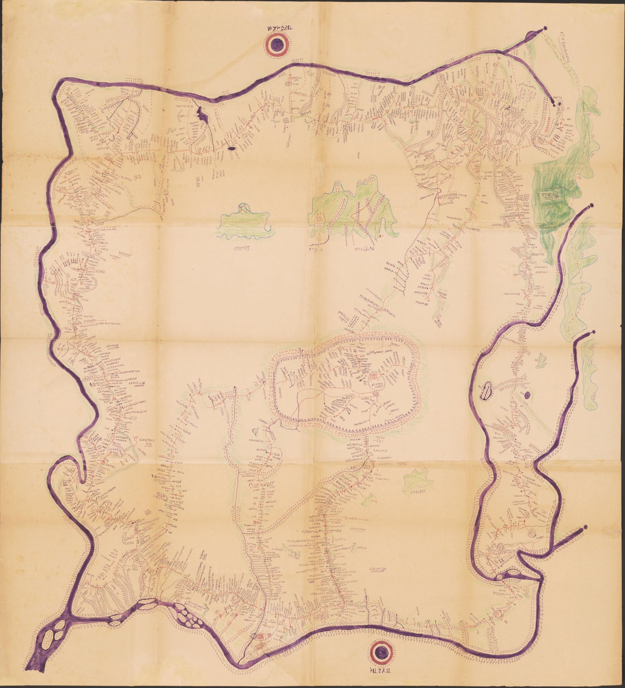 This old map of Bamum (Map of the Kingdom of Bamum) from 1912 was created by  Njoya in 1912