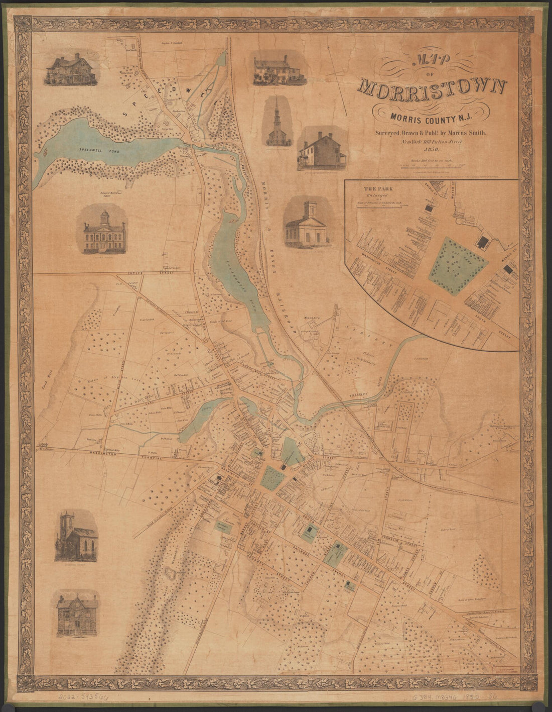 This old map of Map of Morristown, Morris County, New Jersey from 1850 was created by Marcus Smith in 1850