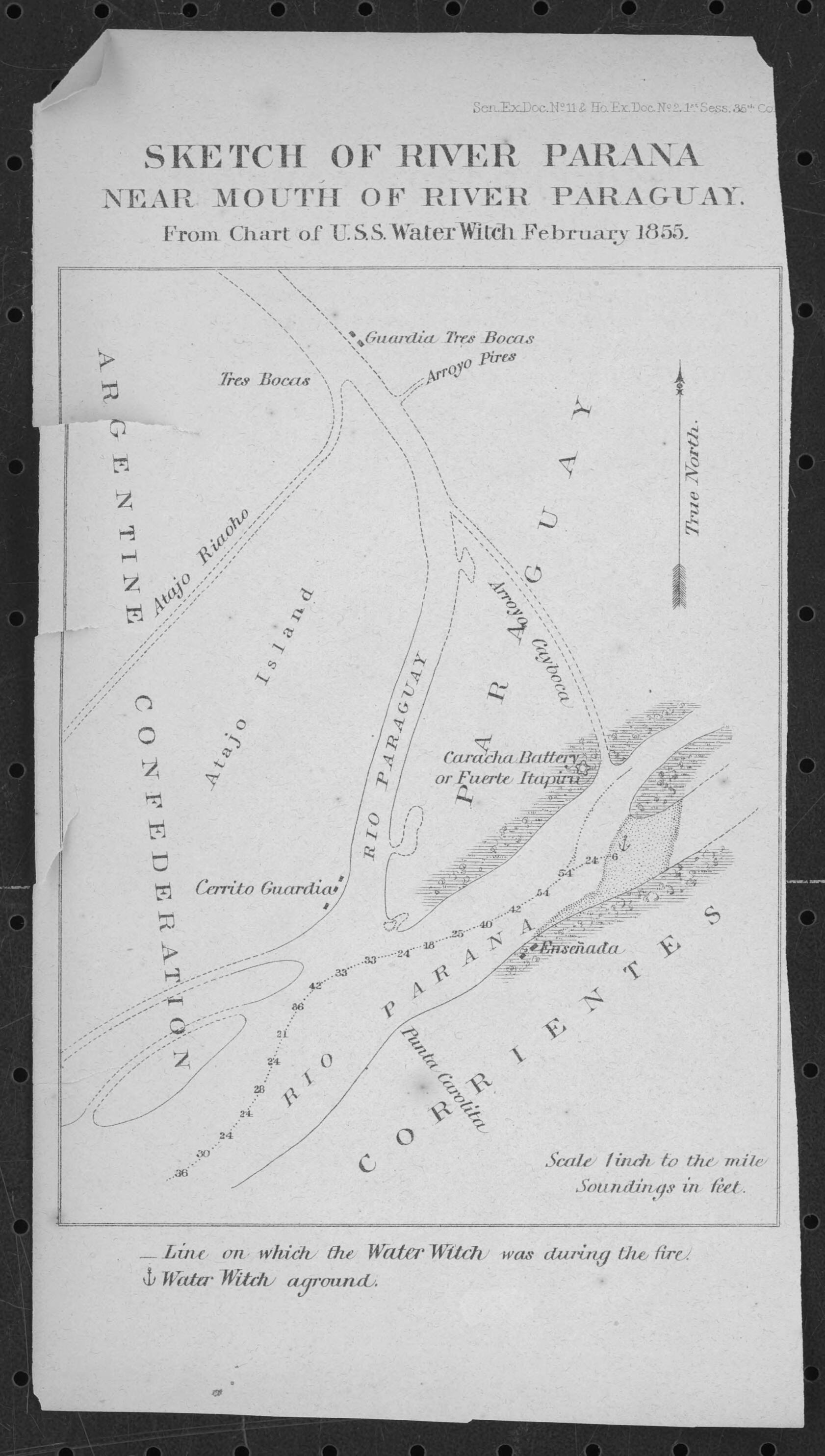 Sketch of River Parana Near Mouth of River Paraguay : from Chart of U.S.S. Water Witch, February 1855 by Relic Map Company