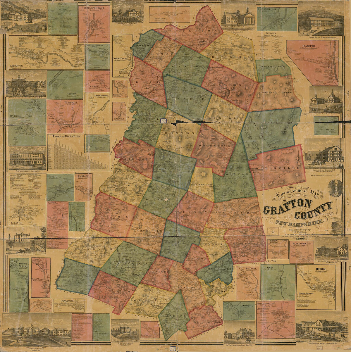 Topographical Map of Grafton County, New Hampshire (Grafton County, New Hampshire) 1860 by Relic Map Company