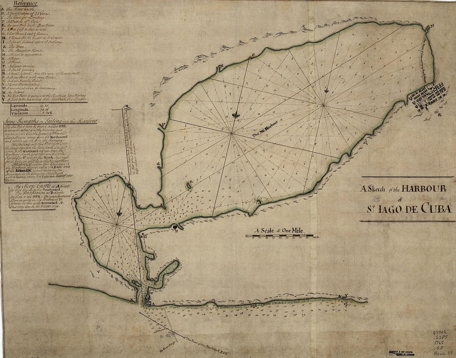 This old map of A Sketch of the Harbour of St. Iago De Cuba from 1765 was created by  in 1765