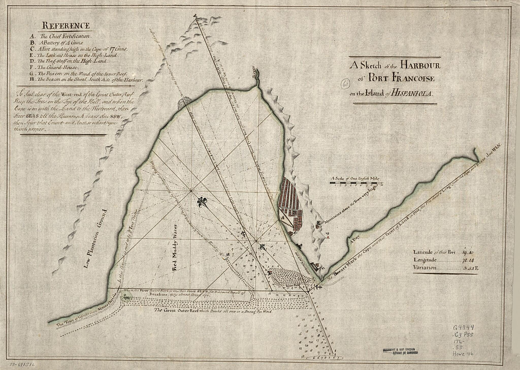 This old map of A Sketch of the Harbour of Port Francoise On the Island of Hispaniola from 1760 was created by  in 1760