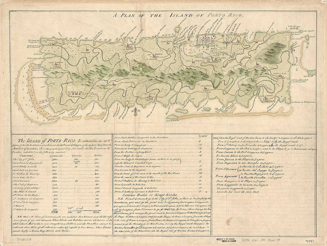 This old map of A Plan of the Island of Porto Rico from 1760 was created by  in 1760