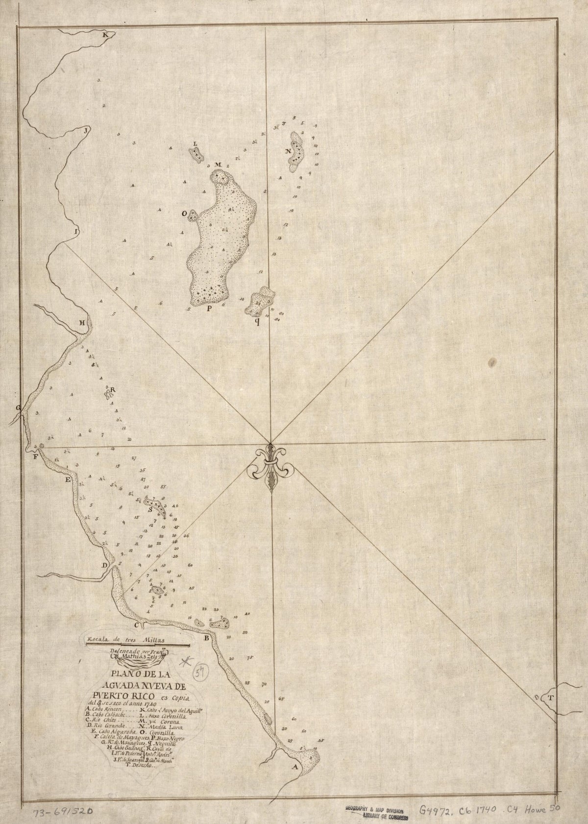 Plano De La Agvada Nveva De Pverto Rico Es Copia Del ... Sesaco El Anno 1740 by Relic Map Company