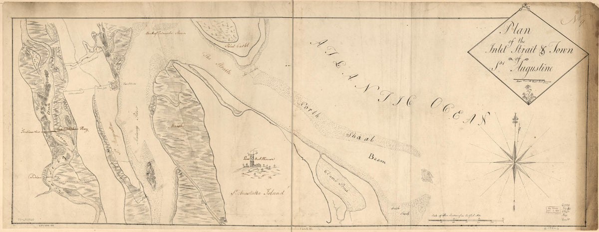 Plan of the Inlet, Strait, &amp; Town of St. Augustine 1760 by Relic Map Company