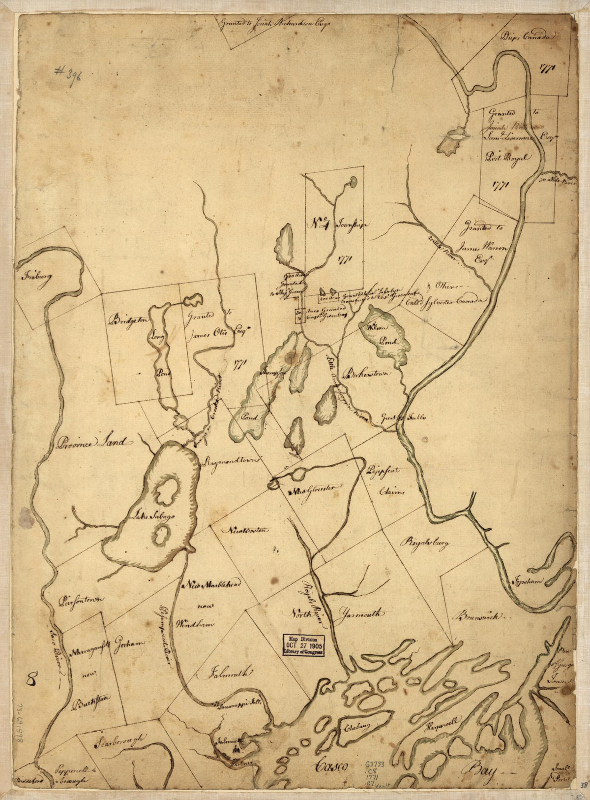 Part of Oxford and Cumberland Counties, Maine in 1771 by Relic Map Company