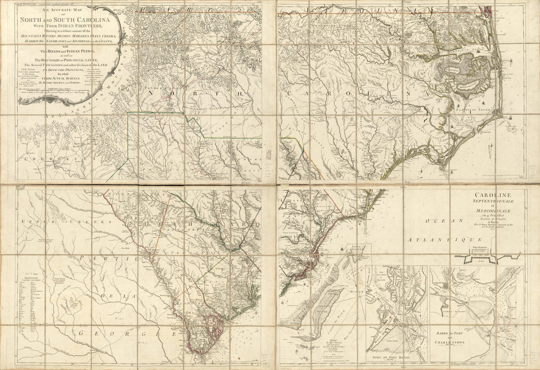 This old map of Carolina Septentrionale Et Meridionale En 4 Feuilles, Traduite De L&