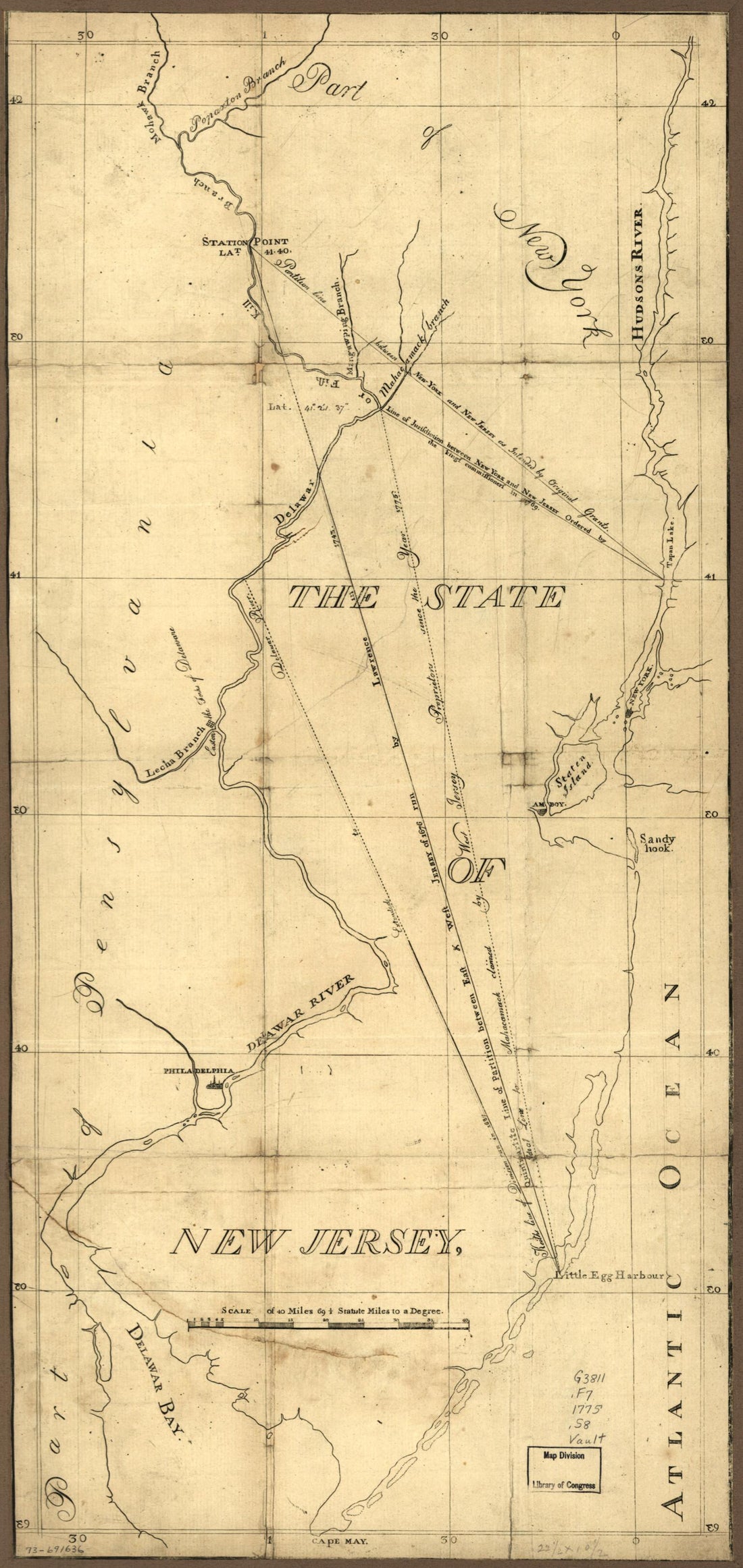 This old map of The State of New Jersey from 1780 was created by  in 1780