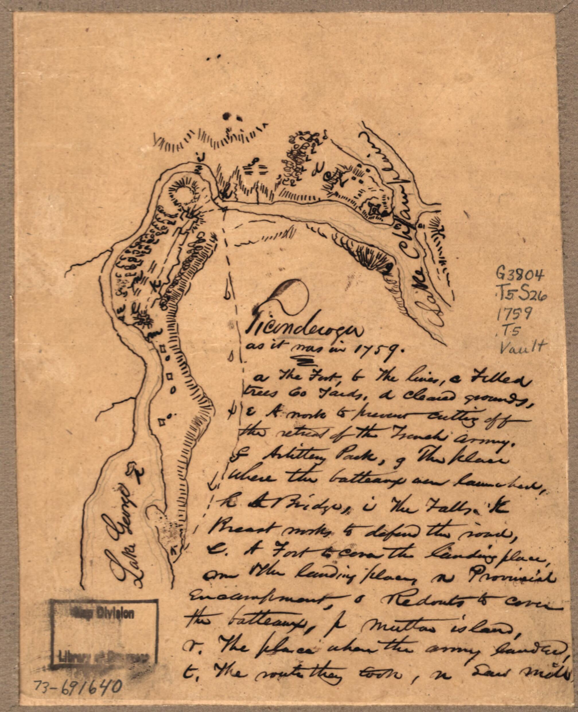 This old map of Ticonderoga As It Was In from 1759 was created by  in 1759