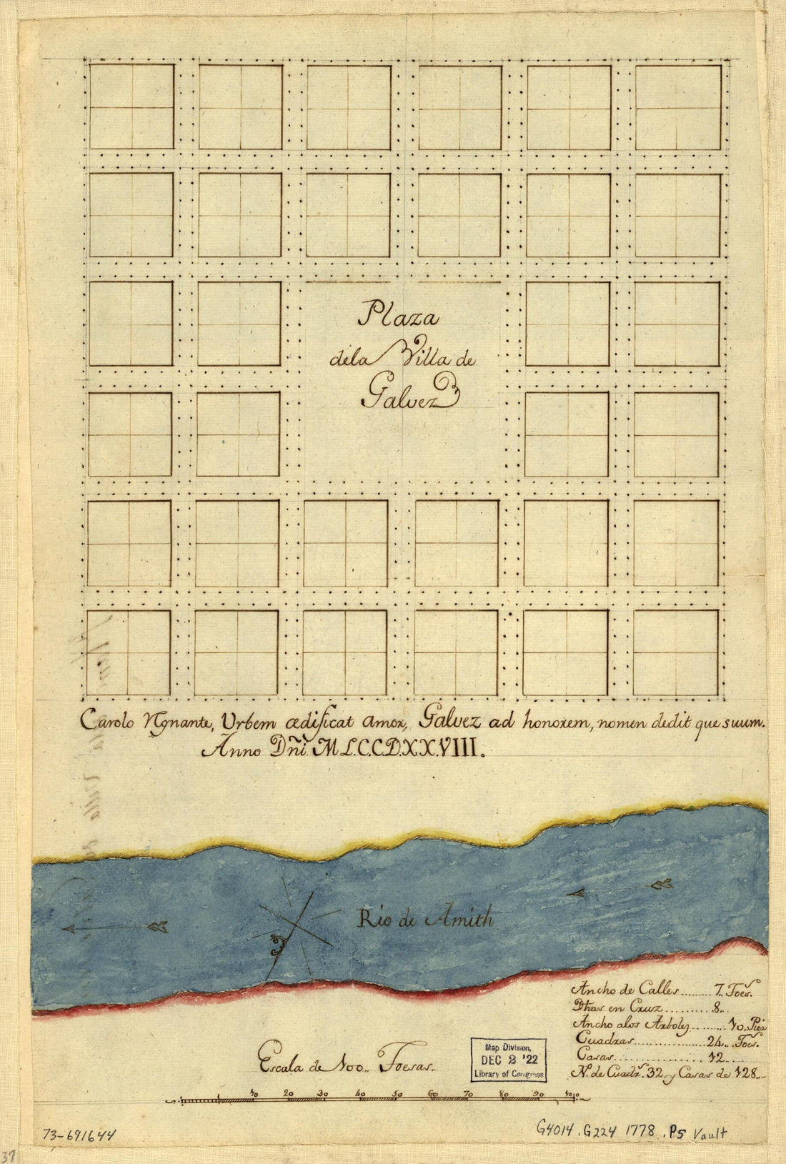 This old map of Plaza De La Villa De Galvez from 1778 was created by  in 1778