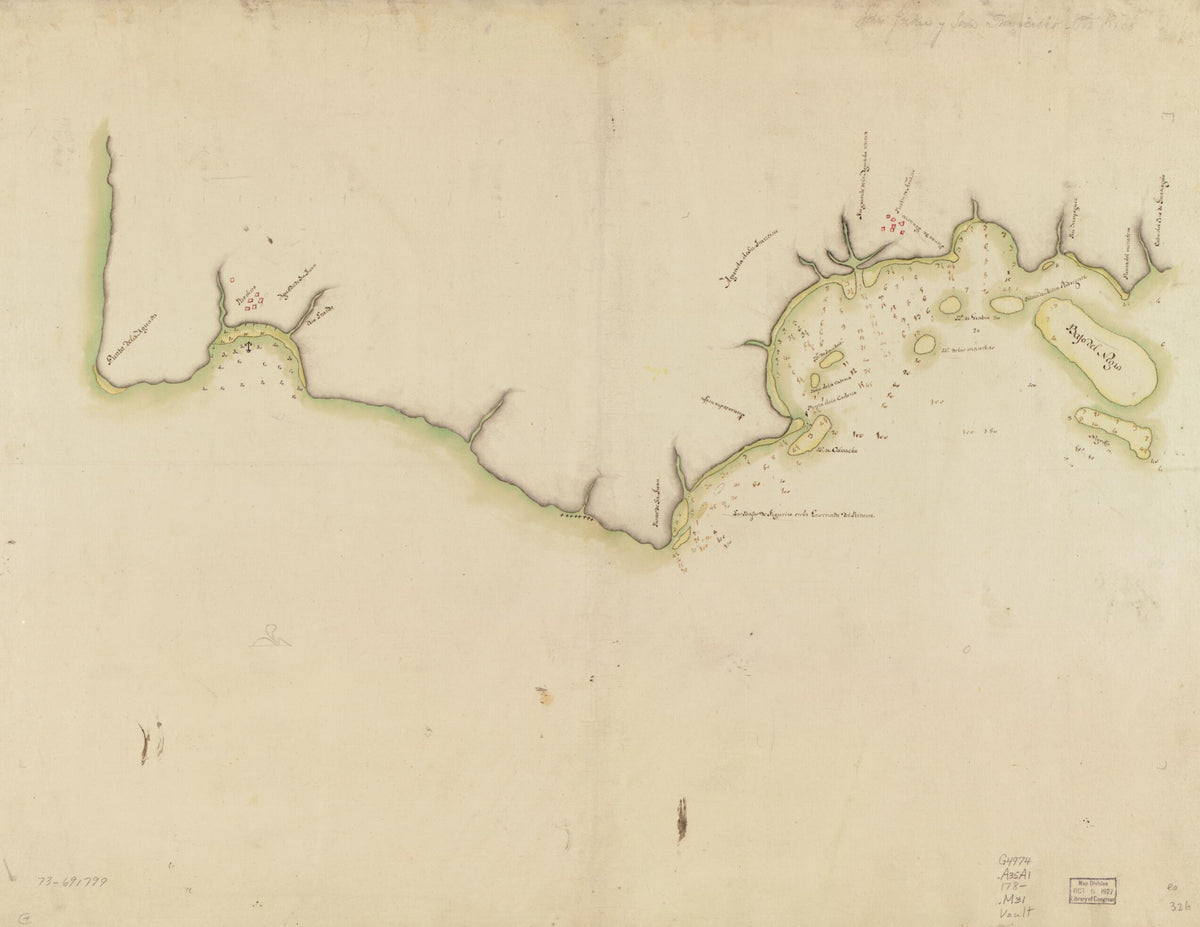 Map Showing Coast In the Regions of Aguadilla, Añasco, and Mayagüez 1780 by Relic Map Company