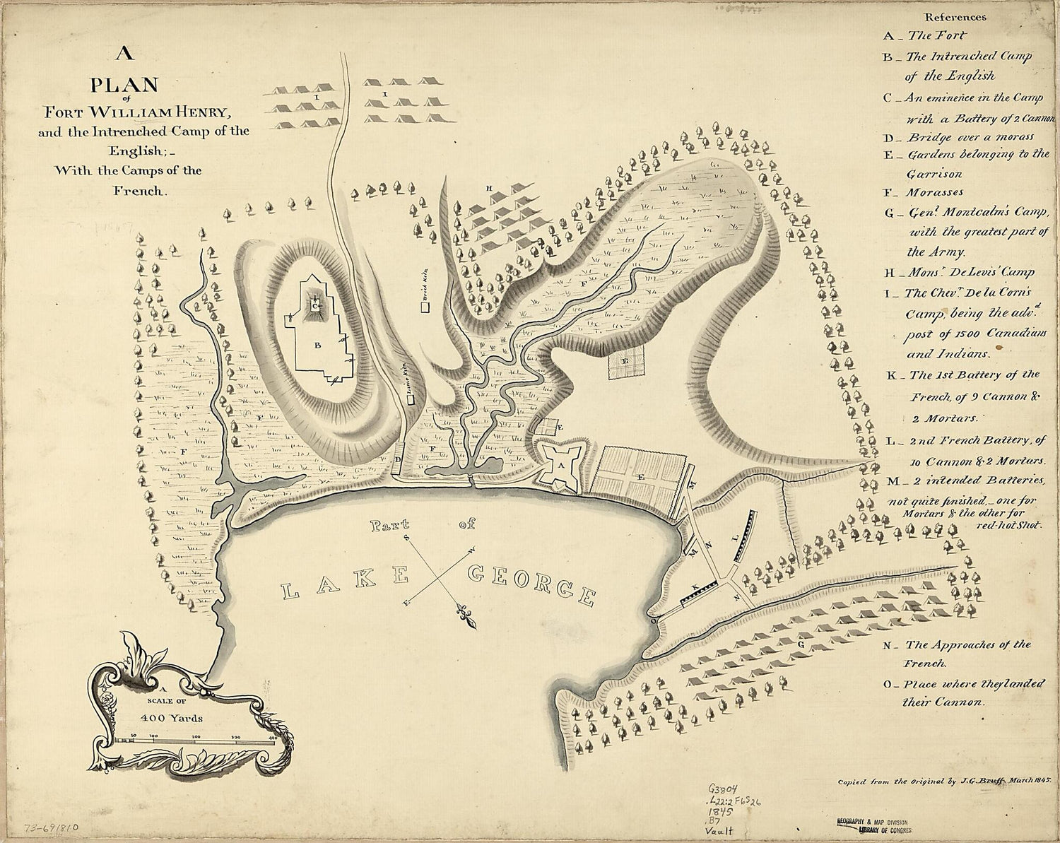 This old map of With the Camps of the French from 1845 was created by Joseph Goldsborough Bruff in 1845