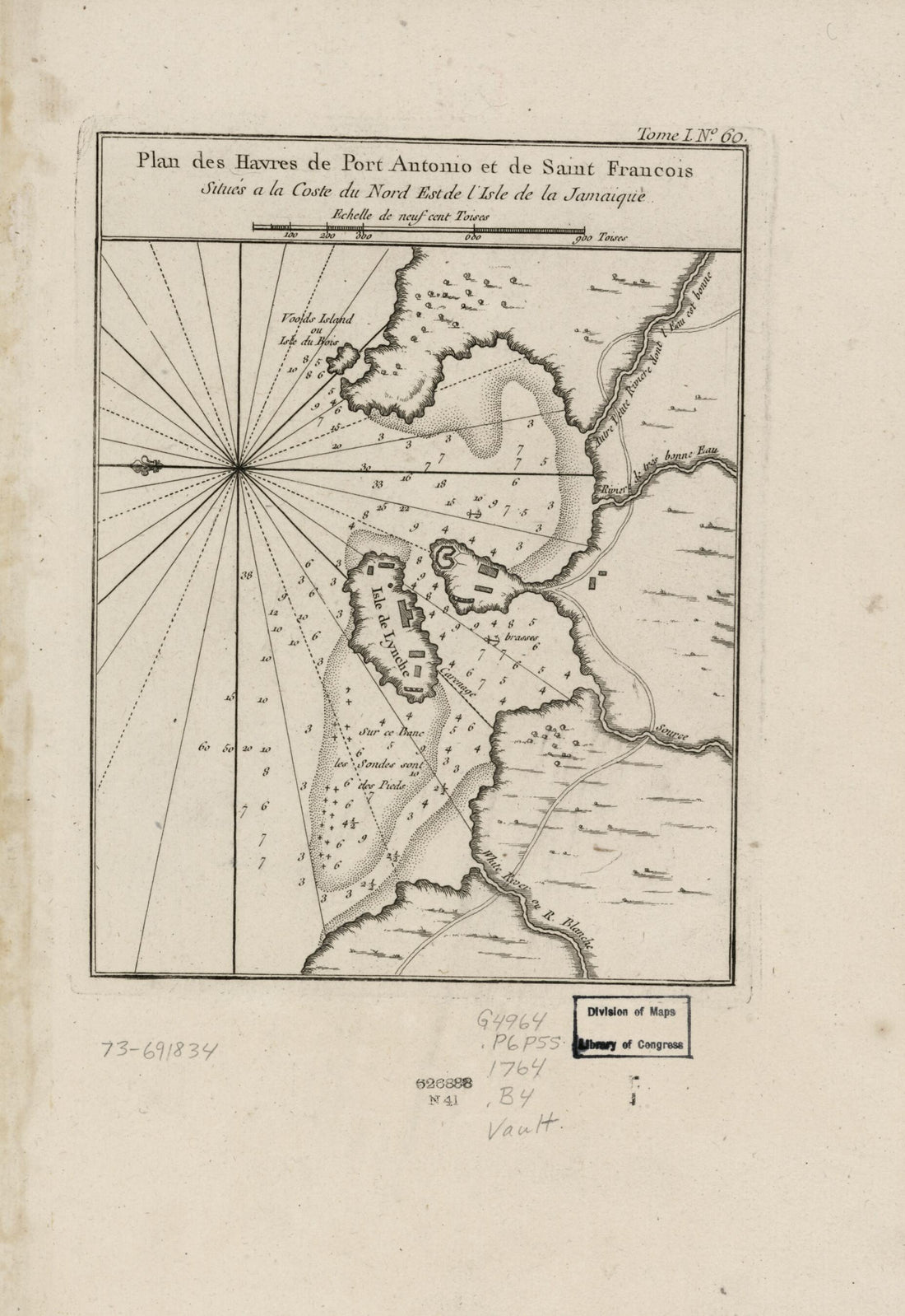 This old map of Plan Des Havres De Port Antonio Et De Saint Francois : Situés a La Coste Du Nord Est De L&