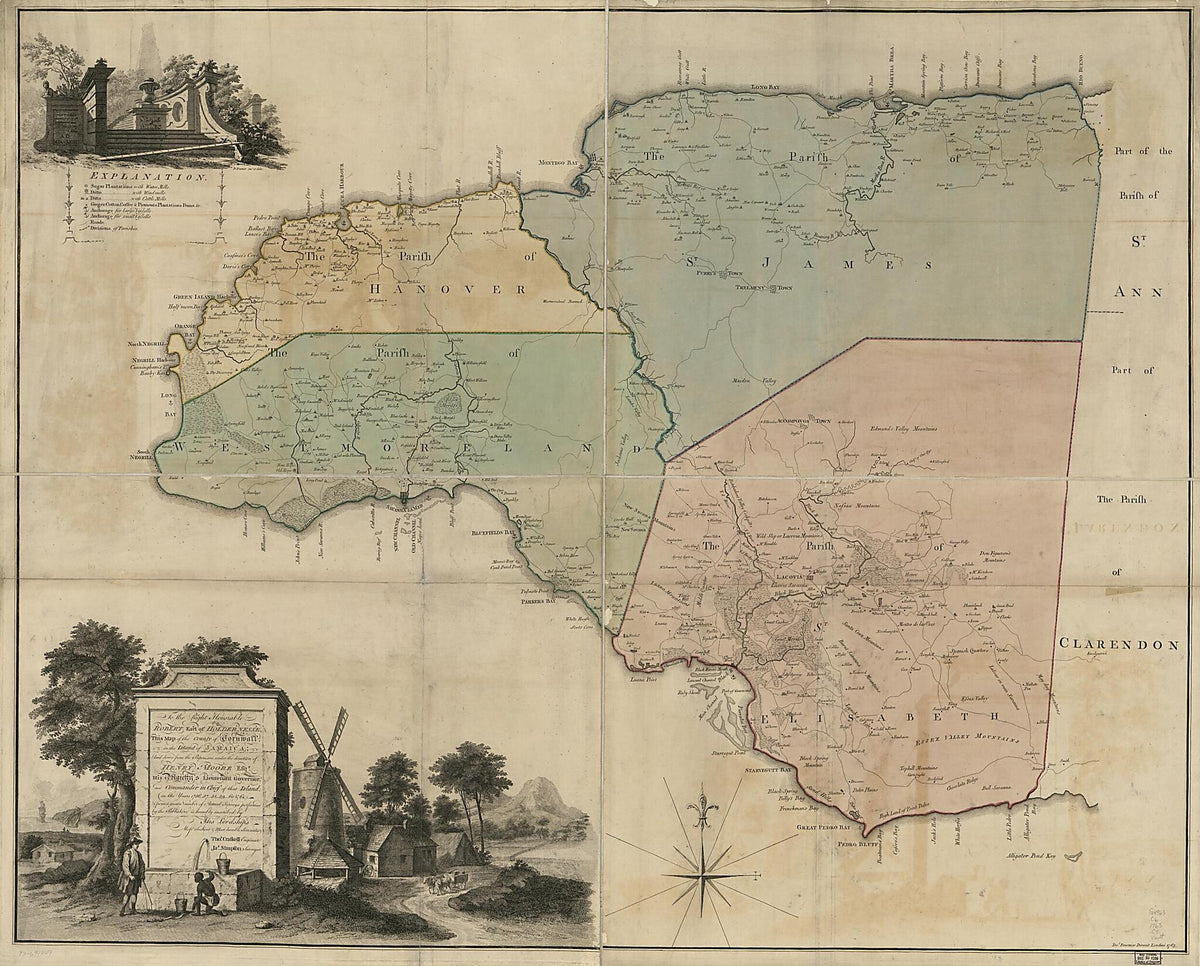 This Map of the County of Cornwall, In the Island of Jamaica in 1763 by Relic Map Company